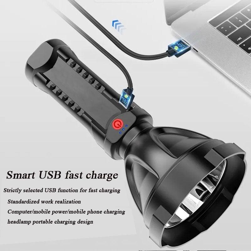 Rechargeable Adjustable USB LED Portable Rotary High Lumen Zoombale Super Strong Flashlight Ultra-bright For Long-range Outdoor Camping Fishing Hiking Riding Walking Jogging Flashlight