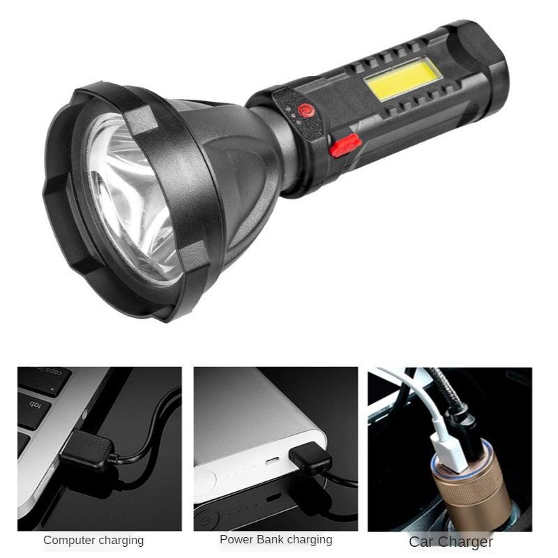 Rechargeable Adjustable USB LED Portable Rotary High Lumen Zoombale Super Strong Flashlight Ultra-bright For Long-range Outdoor Camping Fishing Hiking Riding Walking Jogging Flashlight