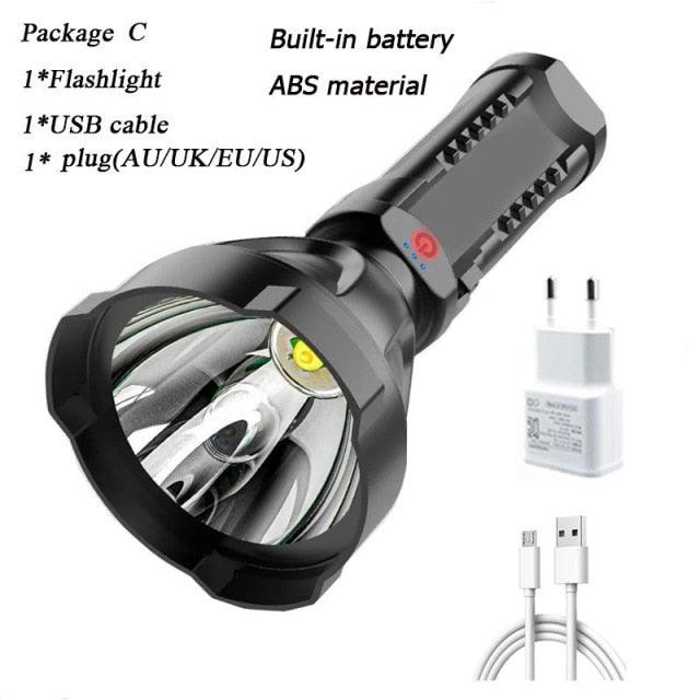 Rechargeable Adjustable USB LED Portable Rotary High Lumen Zoombale Super Strong Flashlight Ultra-bright For Long-range Outdoor Camping Fishing Hiking Riding Walking Jogging Flashlight
