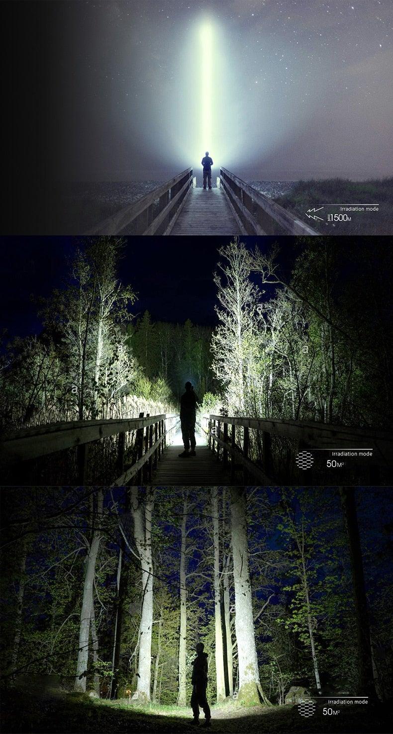 Rechargeable Handheld Flashlights Waterproof 3 Switch Mode Powerful High Lumens Spotlight Fashlight High Power Portable LED Waterproof Outdoor Long Lasting Spot Light Flashlight For Home & Outdoor Use