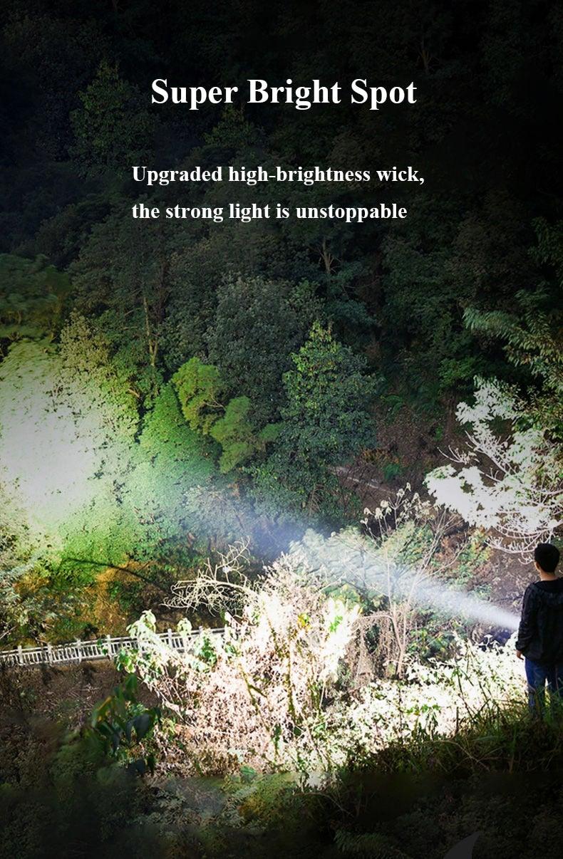 Rechargeable Handheld Flashlights Waterproof 3 Switch Mode Powerful High Lumens Spotlight Fashlight High Power Portable LED Waterproof Outdoor Long Lasting Spot Light Flashlight For Home & Outdoor Use