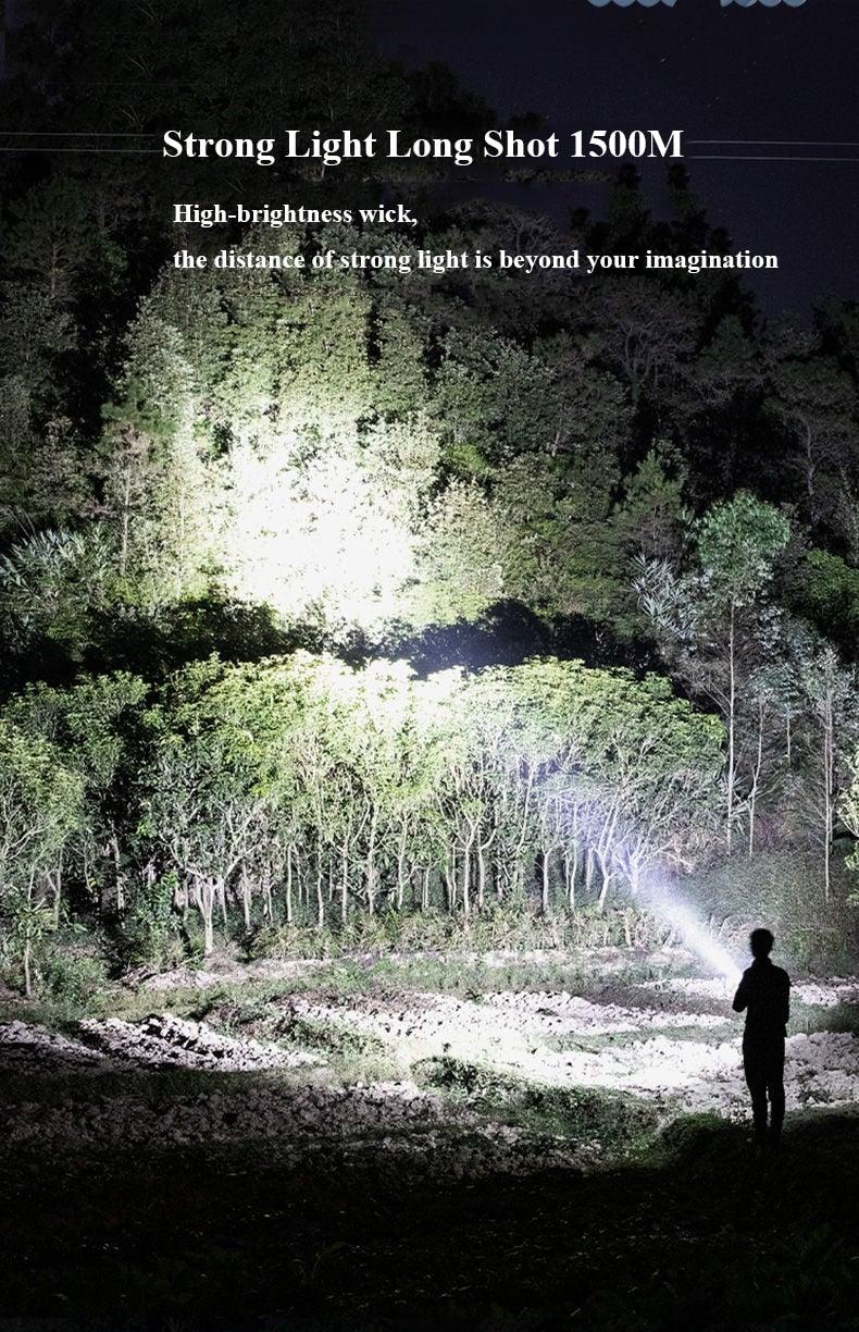 Rechargeable Handheld Flashlights Waterproof 3 Switch Mode Powerful High Lumens Spotlight Fashlight High Power Portable LED Waterproof Outdoor Long Lasting Spot Light Flashlight For Home & Outdoor Use