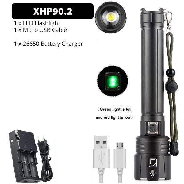 Rechargeable LED Flashlight High Lumen USB Ultra Bright Adjustable Powerful Zoomable Flashlight Water Resistant For Daily Household and Outdoor Camping Hiking Riding Running