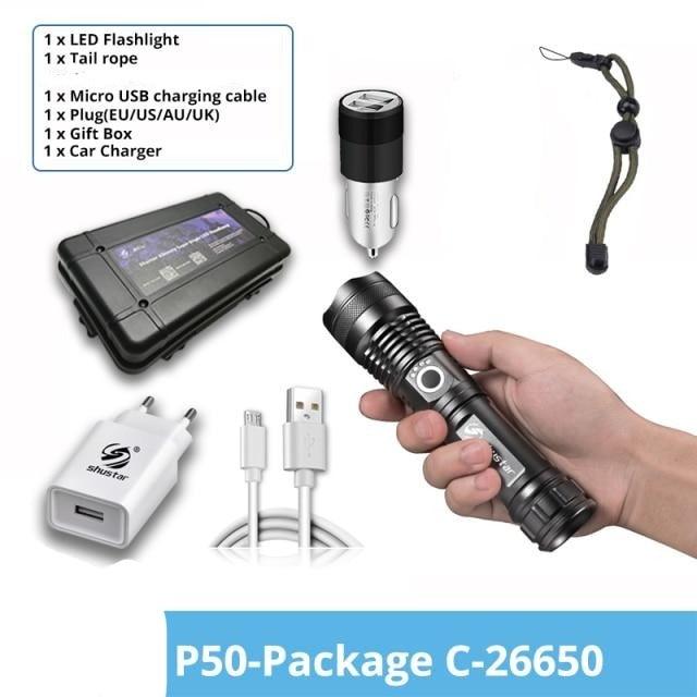 Rechargeable LED Flashlights Waterproof Hnadheld Super Bright High Lumens Zoomable Powerful Lamp Bead Flashlight Torch For Outdoor & Indoor Camping Running Fishing Hiking Lamp