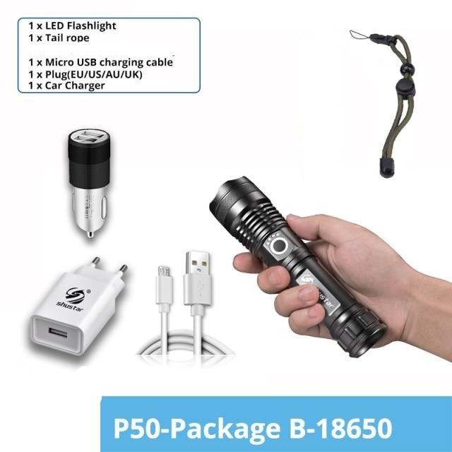 Rechargeable LED Flashlights Waterproof Hnadheld Super Bright High Lumens Zoomable Powerful Lamp Bead Flashlight Torch For Outdoor & Indoor Camping Running Fishing Hiking Lamp