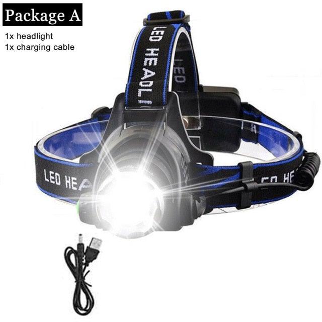Rechargeable LED Headlamps Ultra-bright High lumens Zoomable Waterproof LED Headlight Head Torch Flashlight Head Lamp For Fishing Hands-Free Headlight