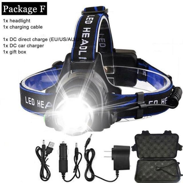 Rechargeable LED Headlamps Ultra-bright High lumens Zoomable Waterproof LED Headlight Head Torch Flashlight Head Lamp For Fishing Hands-Free Headlight