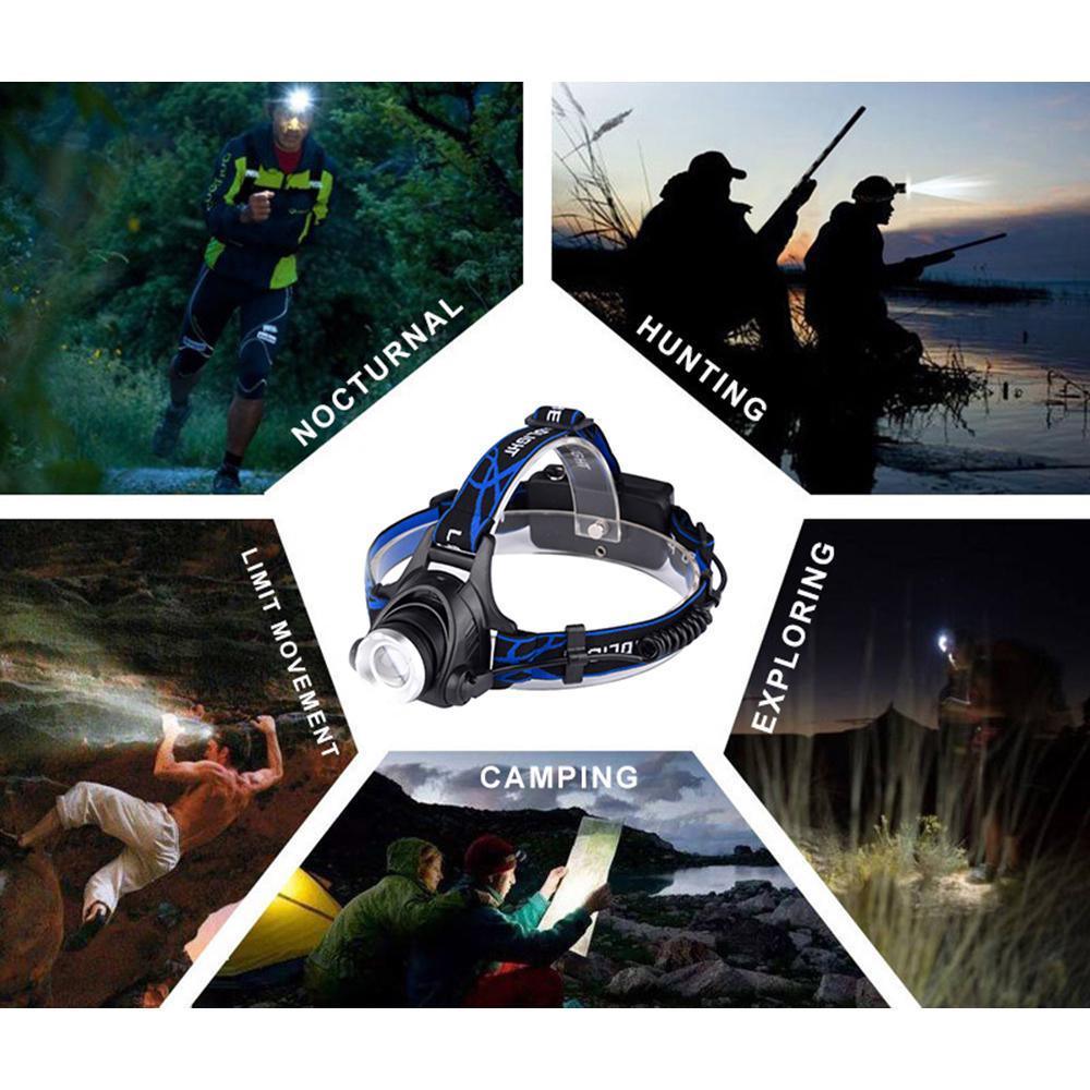 Rechargeable LED Headlamps Ultra-bright High lumens Zoomable Waterproof LED Headlight Head Torch Flashlight Head Lamp For Fishing Hands-Free Headlight