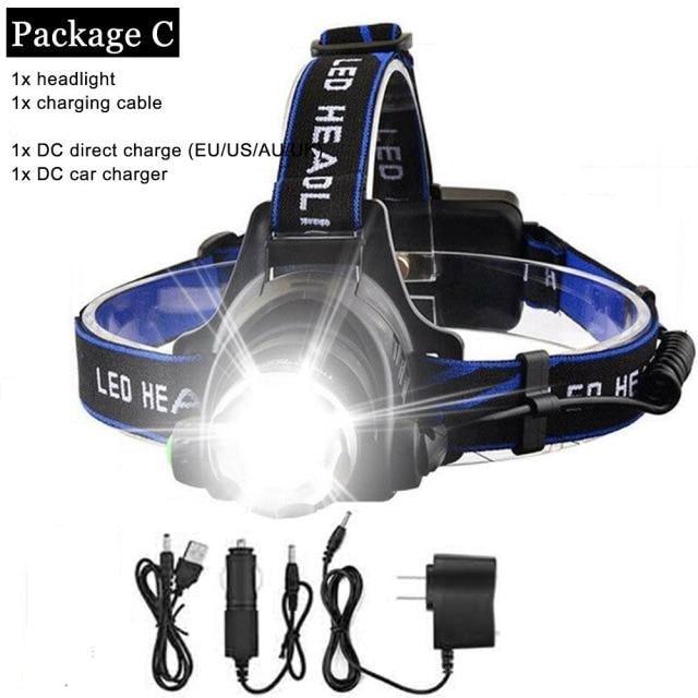 Rechargeable LED Headlamps Ultra-bright High lumens Zoomable Waterproof LED Headlight Head Torch Flashlight Head Lamp For Fishing Hands-Free Headlight