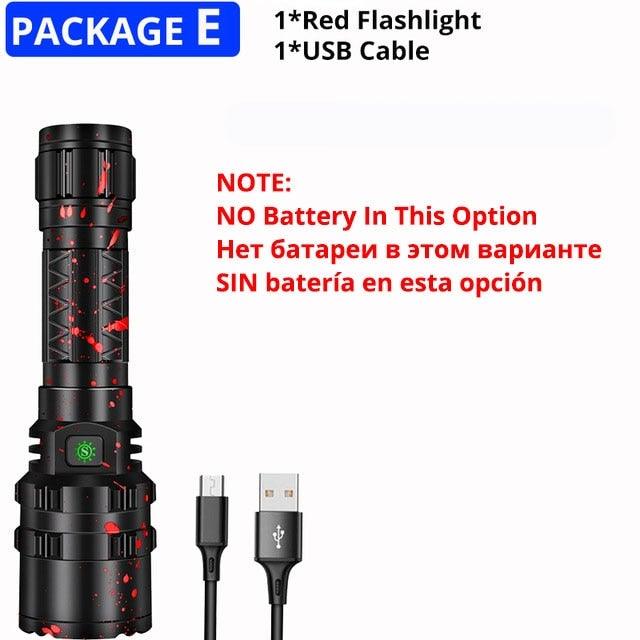 Rechargeable LED Tactical Flashlights Waterproof Powerful High Lumen Super Bright Power LED Aluminum Flashlight For Hiking Outdoor Camping Fishing Jogging Running HouseholdPowerful Light