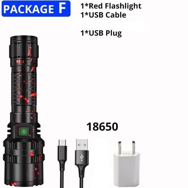Rechargeable LED Tactical Flashlights Waterproof Powerful High Lumen Super Bright Power LED Aluminum Flashlight For Hiking Outdoor Camping Fishing Jogging Running HouseholdPowerful Light