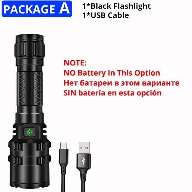 Rechargeable LED Tactical Flashlights Waterproof Powerful High Lumen Super Bright Power LED Aluminum Flashlight For Hiking Outdoor Camping Fishing Jogging Running HouseholdPowerful Light