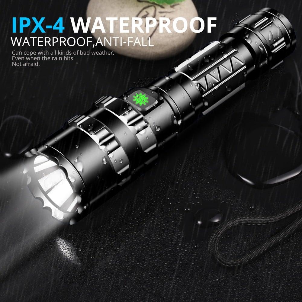 Rechargeable LED Tactical Flashlights Waterproof Powerful High Lumen Super Bright Power LED Aluminum Flashlight For Hiking Outdoor Camping Fishing Jogging Running HouseholdPowerful Light
