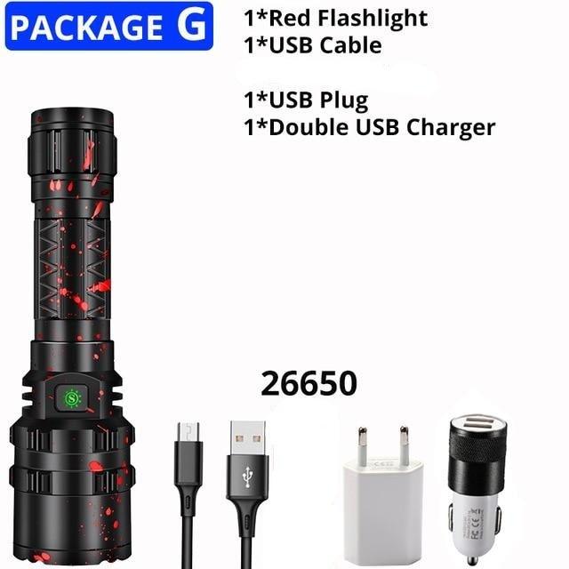 Rechargeable LED Tactical Flashlights Waterproof Powerful High Lumen Super Bright Power LED Aluminum Flashlight For Hiking Outdoor Camping Fishing Jogging Running HouseholdPowerful Light