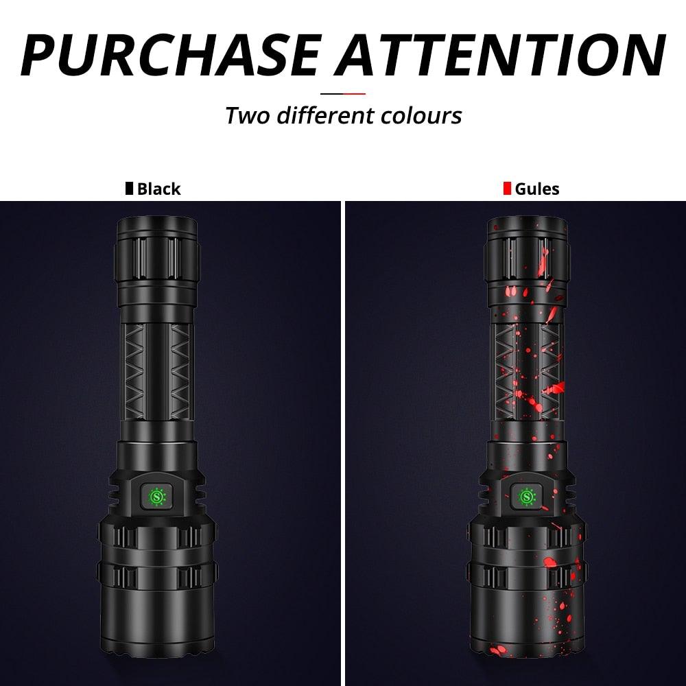 Rechargeable LED Tactical Flashlights Waterproof Powerful High Lumen Super Bright Power LED Aluminum Flashlight For Hiking Outdoor Camping Fishing Jogging Running HouseholdPowerful Light