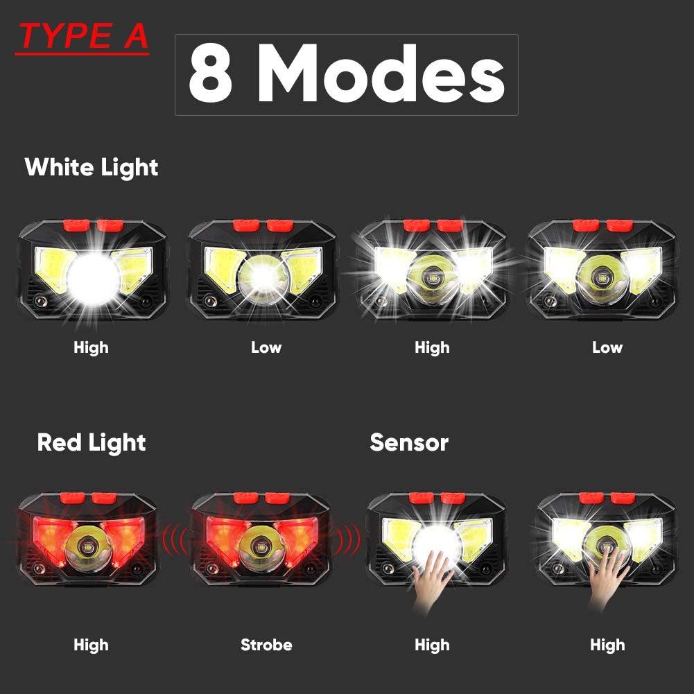 Rechargeable Powerful USB LED High Lumen Headlamp Ultra-Light Bright Headlight Waterproof Sensor Head Light For Outdoors Camping Running Hiking Biking Fishing