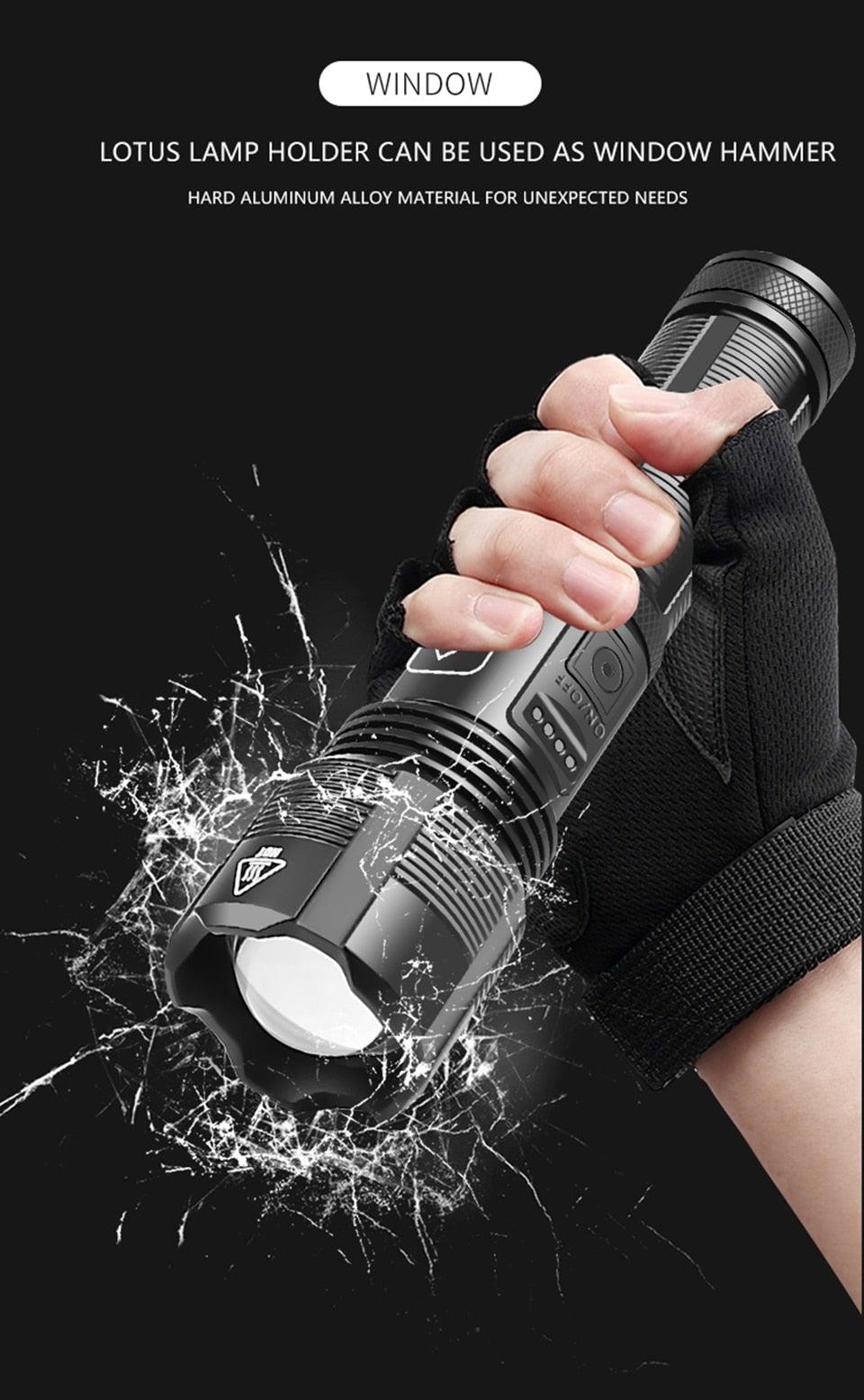 Rechargeable Tactical Flashlight USB LED High Quality Zoomable Torchlight High Lumen Super Bright Flashlight Waterproof Flashlight For Outdoor Best Camping Hiking Riding Flashlight