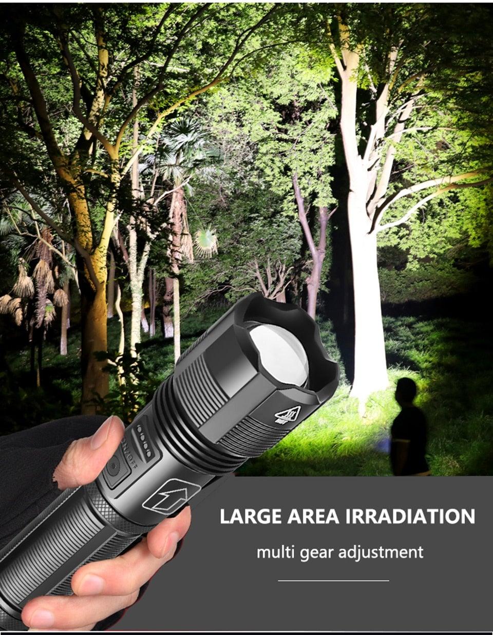Rechargeable Tactical Flashlight USB LED High Quality Zoomable Torchlight High Lumen Super Bright Flashlight Waterproof Flashlight For Outdoor Best Camping Hiking Riding Flashlight