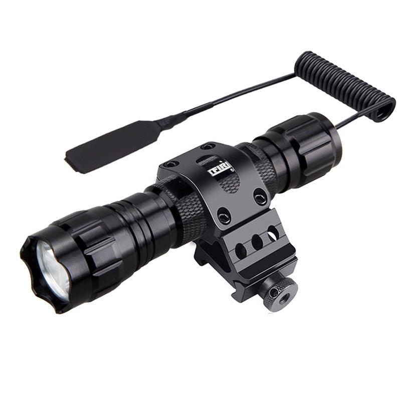 Rechargeable USB Charger High Lumen LED Light Tactical Flashlight With Rail Mount Led Light White Tactical Flashlight Pressure Switch For Long Distance Night Hunting