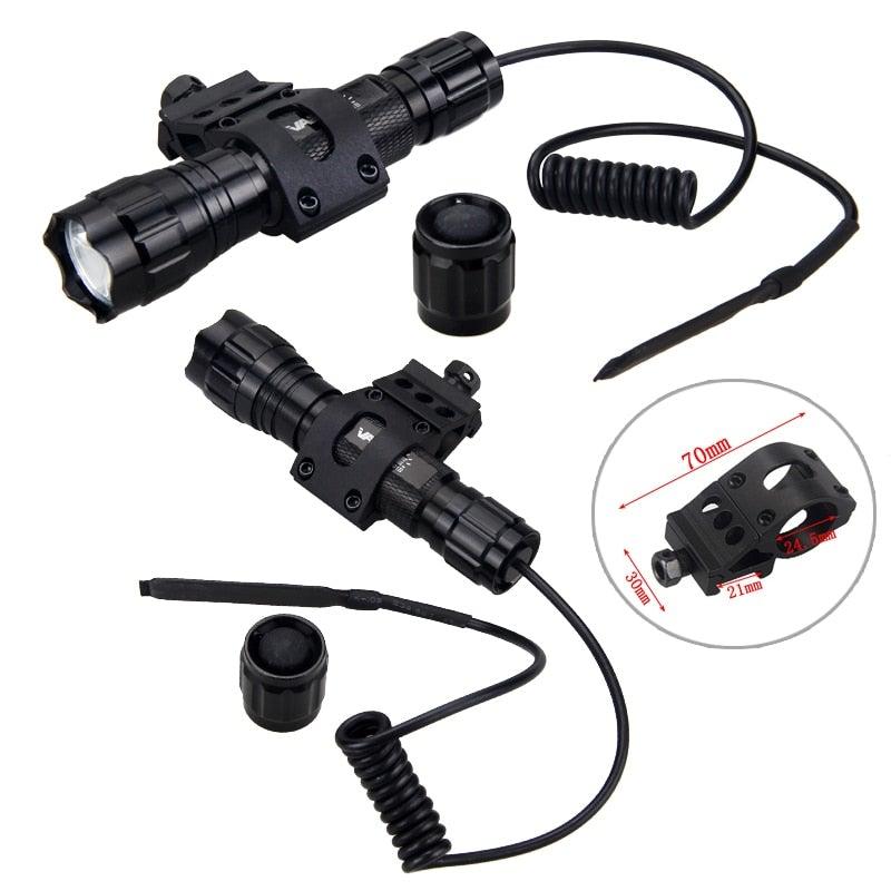 Rechargeable USB Charger High Lumen LED Light Tactical Flashlight With Rail Mount Led Light White Tactical Flashlight Pressure Switch For Long Distance Night Hunting