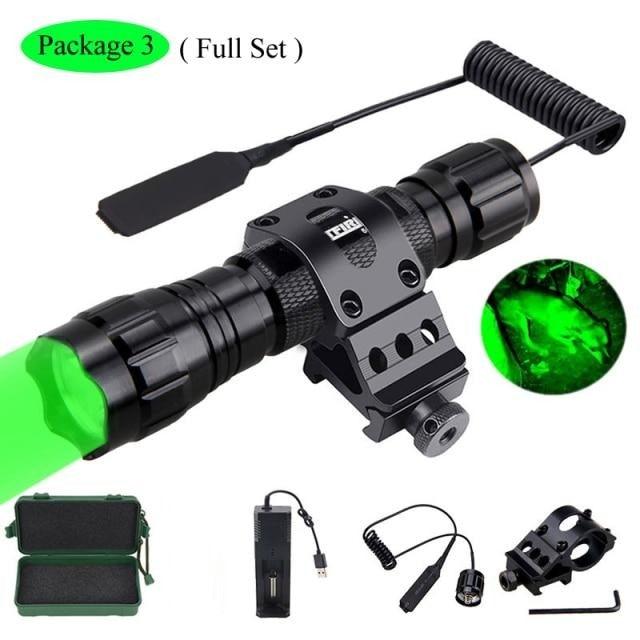 Rechargeable USB Charger High Lumen LED Light Tactical Flashlight With Rail Mount Led Light White Tactical Flashlight Pressure Switch For Long Distance Night Hunting