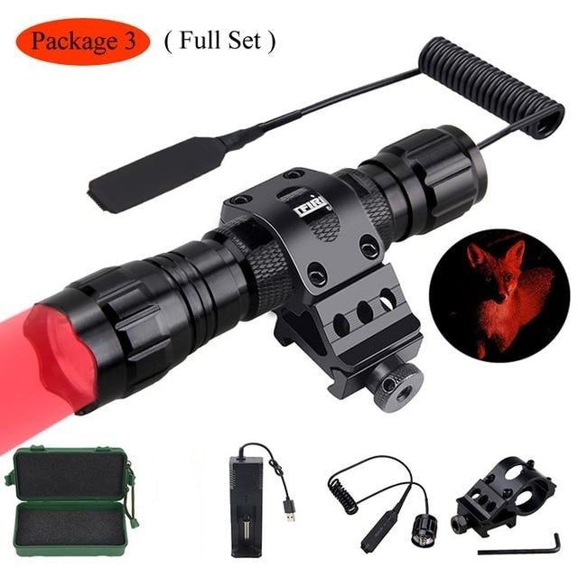 Rechargeable USB Charger High Lumen LED Light Tactical Flashlight With Rail Mount Led Light White Tactical Flashlight Pressure Switch For Long Distance Night Hunting