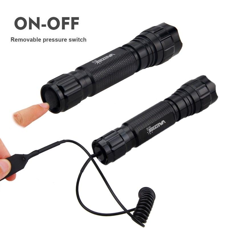 Rechargeable USB Charger High Lumen LED Light Tactical Flashlight With Rail Mount Led Light White Tactical Flashlight Pressure Switch For Long Distance Night Hunting