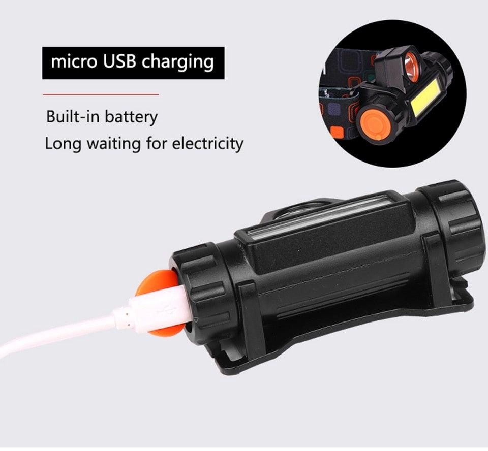 Rechargeable Waterproof Powerful LED Headlamp Portable Mini Built-in 18650 Battery Flashlight For Portable Head Lamp Flashlight, Outdoor Lightweight Durable Headlight For Outdoor Running Camping Reading Fishing Walking Jogging Headlight