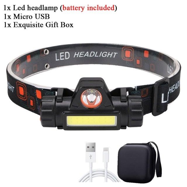 Rechargeable Waterproof Powerful LED Headlamp Portable Mini Built-in 18650 Battery Flashlight For Portable Head Lamp Flashlight, Outdoor Lightweight Durable Headlight For Outdoor Running Camping Reading Fishing Walking Jogging Headlight
