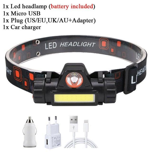 Rechargeable Waterproof Powerful LED Headlamp Portable Mini Built-in 18650 Battery Flashlight For Portable Head Lamp Flashlight, Outdoor Lightweight Durable Headlight For Outdoor Running Camping Reading Fishing Walking Jogging Headlight