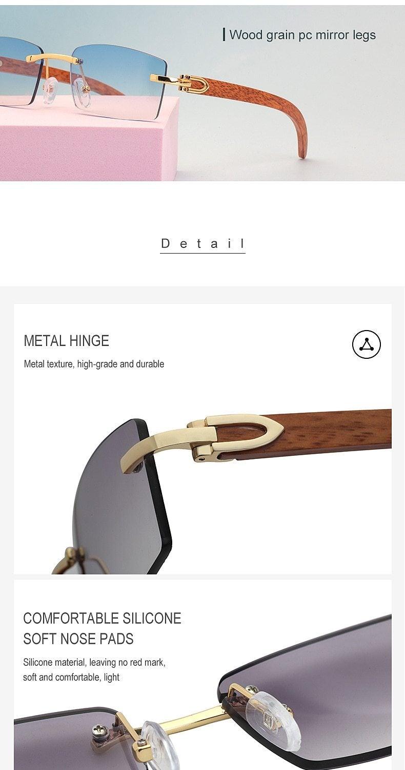Rectangle Sunglasses for Men/Women Small Rimless Square Shade Eyewear Sunglasses For Men Super Clear Rimless Sunglasses Classic Driving Square Sunglasses