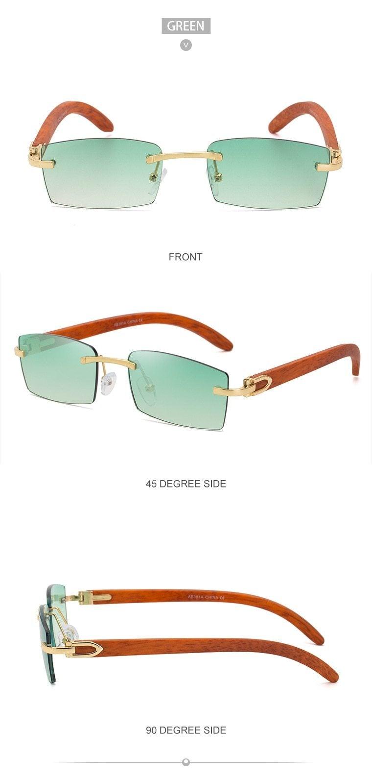Rectangle Sunglasses for Men/Women Small Rimless Square Shade Eyewear Sunglasses For Men Super Clear Rimless Sunglasses Classic Driving Square Sunglasses