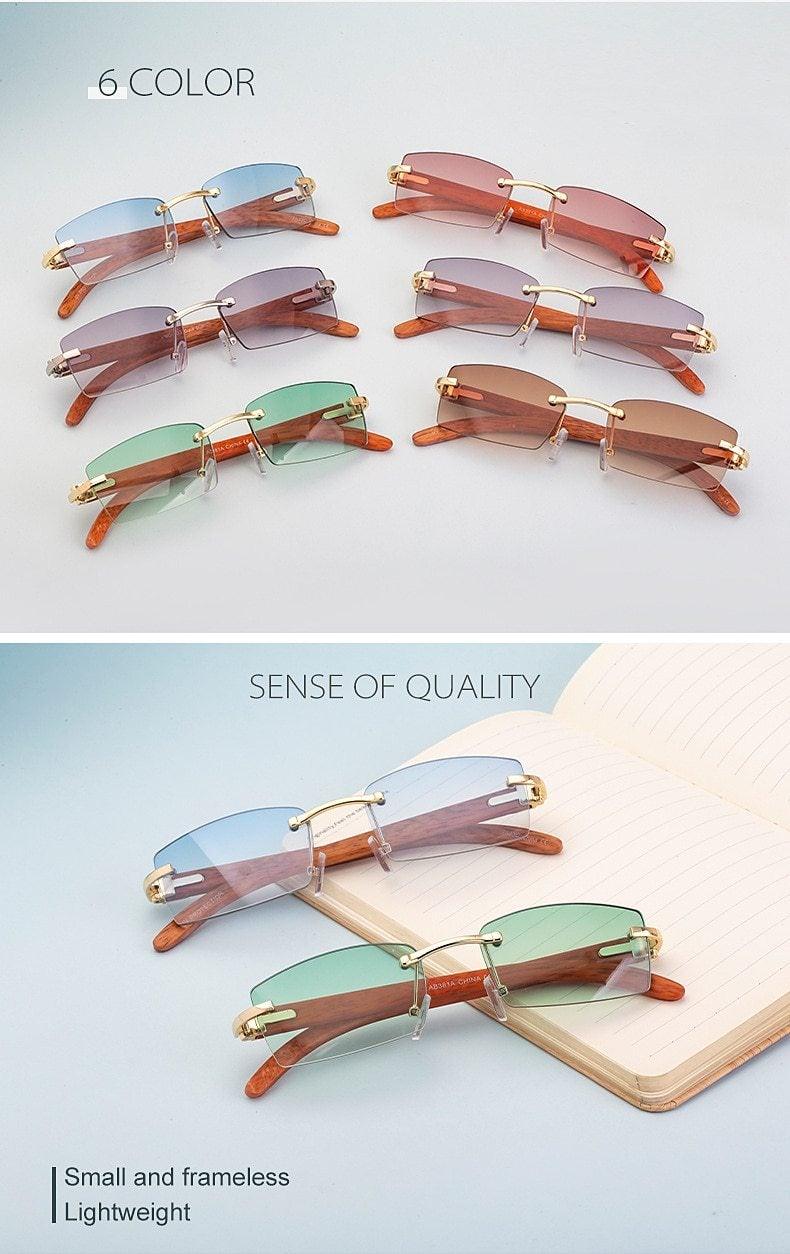 Rectangle Sunglasses for Men/Women Small Rimless Square Shade Eyewear Sunglasses For Men Super Clear Rimless Sunglasses Classic Driving Square Sunglasses