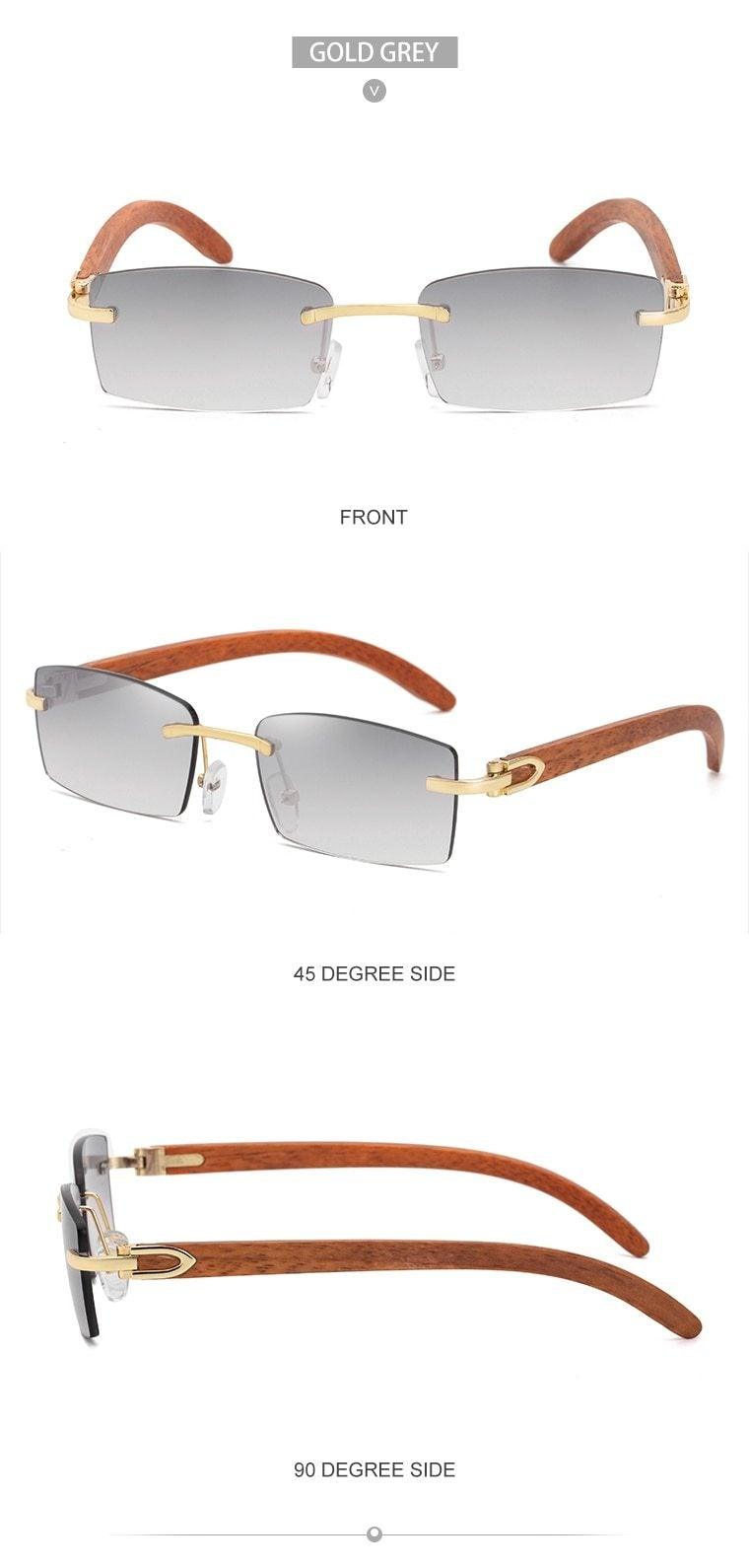 Rectangle Sunglasses for Men/Women Small Rimless Square Shade Eyewear Sunglasses For Men Super Clear Rimless Sunglasses Classic Driving Square Sunglasses