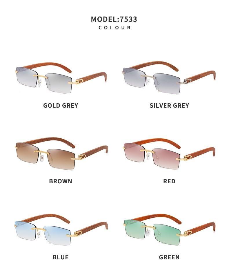 Rectangle Sunglasses for Men/Women Small Rimless Square Shade Eyewear Sunglasses For Men Super Clear Rimless Sunglasses Classic Driving Square Sunglasses