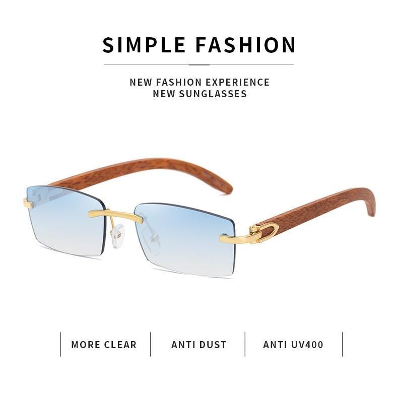 Rectangle Sunglasses for Men/Women Small Rimless Square Shade Eyewear Sunglasses For Men Super Clear Rimless Sunglasses Classic Driving Square Sunglasses