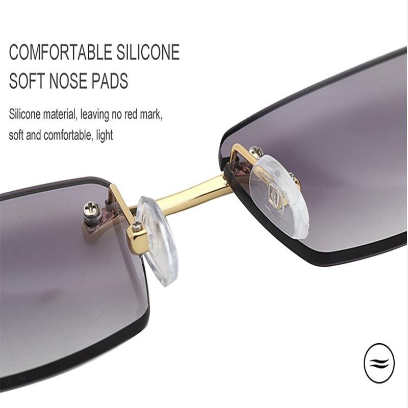 Rectangle Sunglasses for Men/Women Small Rimless Square Shade Eyewear Sunglasses For Men Super Clear Rimless Sunglasses Classic Driving Square Sunglasses