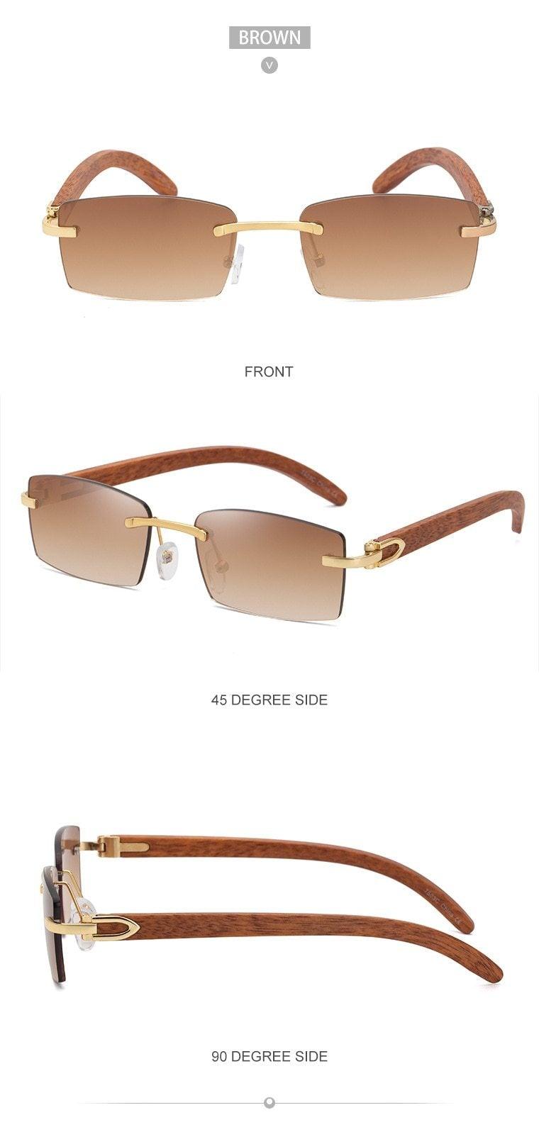 Rectangle Sunglasses for Men/Women Small Rimless Square Shade Eyewear Sunglasses For Men Super Clear Rimless Sunglasses Classic Driving Square Sunglasses