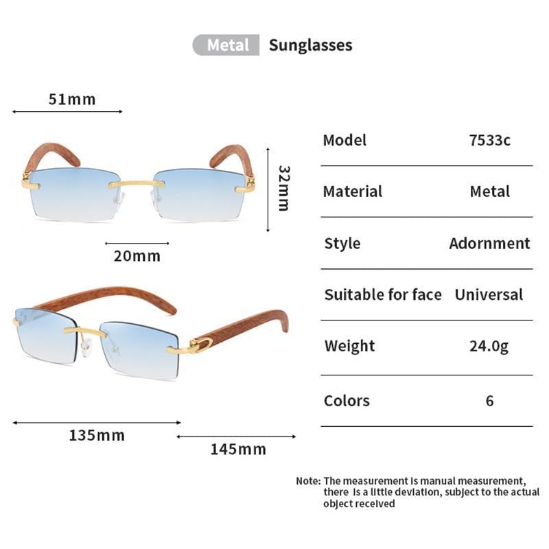 Rectangle Sunglasses for Men/Women Small Rimless Square Shade Eyewear Sunglasses For Men Super Clear Rimless Sunglasses Classic Driving Square Sunglasses