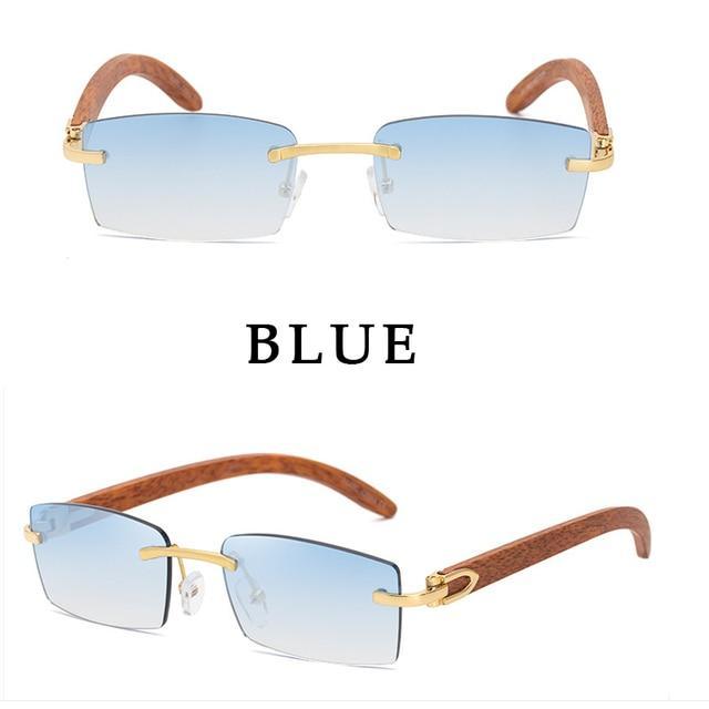 Rectangle Sunglasses for Men/Women Small Rimless Square Shade Eyewear Sunglasses For Men Super Clear Rimless Sunglasses Classic Driving Square Sunglasses