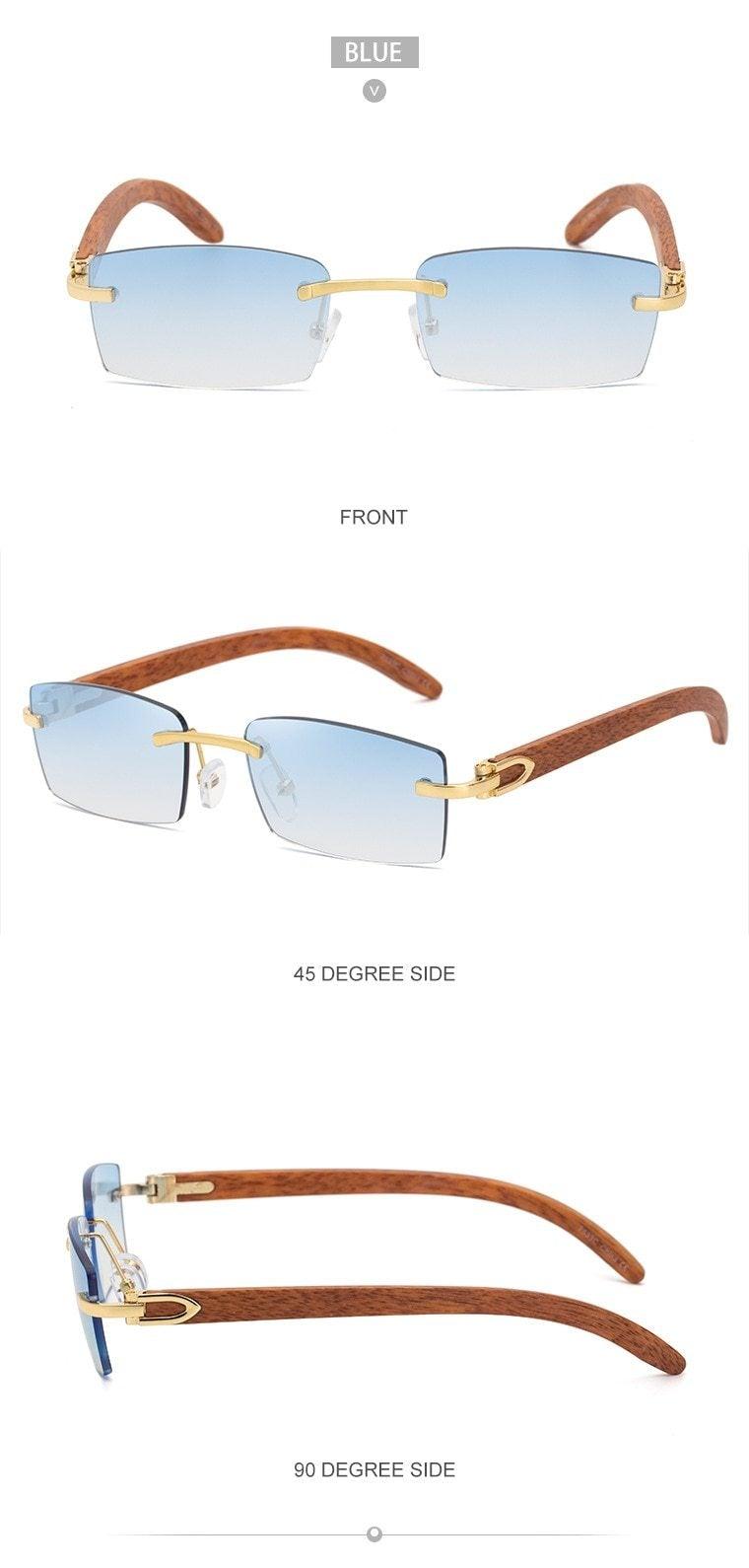Rectangle Sunglasses for Men/Women Small Rimless Square Shade Eyewear Sunglasses For Men Super Clear Rimless Sunglasses Classic Driving Square Sunglasses