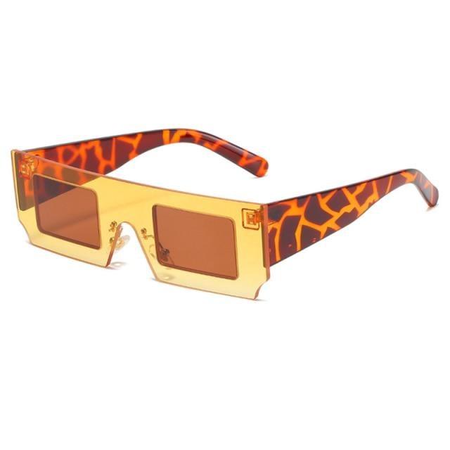 Rectangle Sunglasses for Women Retro Trendy Fashion Glasses Oval Lenses Narrow Thin Square Frame with UV400 Protection Decent Contrast Color Slice Box Style Glasses In Ocean Color Sunglasses For Men & Women