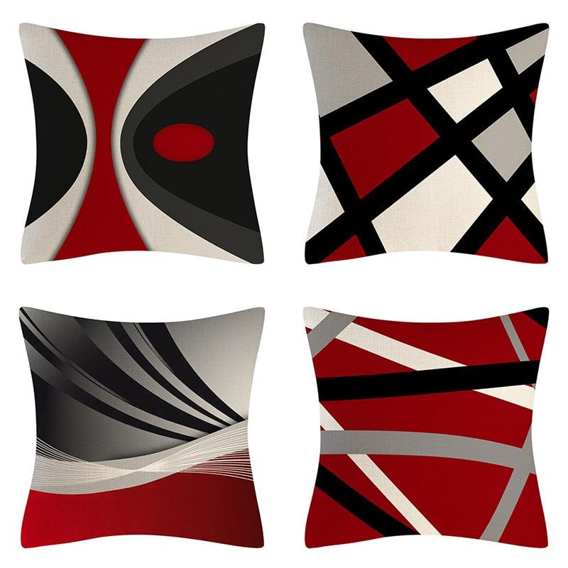 Red Abstract Cushion Cover Geometric Pillow Cases Sofa Decorative Modern Abstract Painting Pillow Case Beautiful Cushion Covers Fashion Pillowcase Pillow Cover