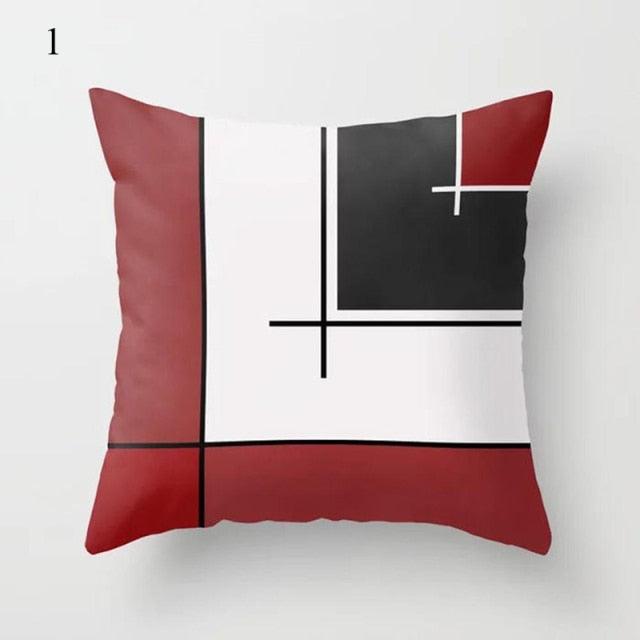 Red Abstract Cushion Cover Geometric Pillow Cases Sofa Decorative Modern Abstract Painting Pillow Case Beautiful Cushion Covers Fashion Pillowcase Pillow Cover