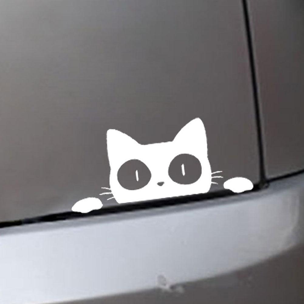 Reflective Peeking Cat Animal Car Styling Decorative Stickers Auto Window Decals Reflective PET Cartoon Car Vinyl Sticker Decal Car Accessories Cat Watching Vinyl Reflective Decals Waterproof Funny Self-Adhesive for Car Window Bumper Laptop Motorcycle