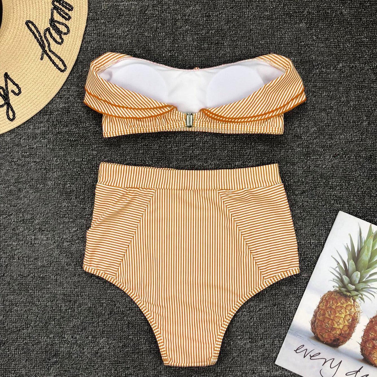 Retro Blue White Striped High Waist Bikini Lady Swimwear Women Swimsuit Female Ruffle Swim Bathing Suit Piece Vintage High Waist Bikini Set Ruffled Swimsuits For Women Bathing Suits