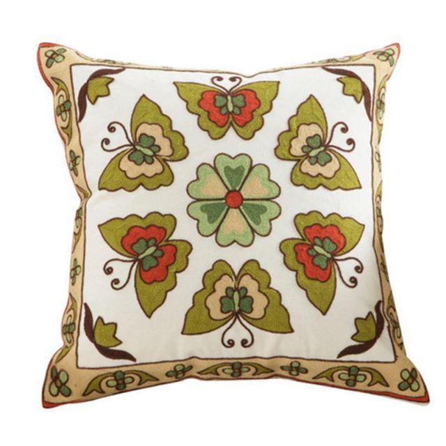 100% Cotton Embroidery Flower Pattern Pillow Cover Home Decoration Sofa Cushion Cover Housewarming Gift Pillow Case Decorative Embroidered Pillow Cover Handmade Cotton Cover For Throw Pillows Beautiful Modern Floral Patterns 45x45cm
