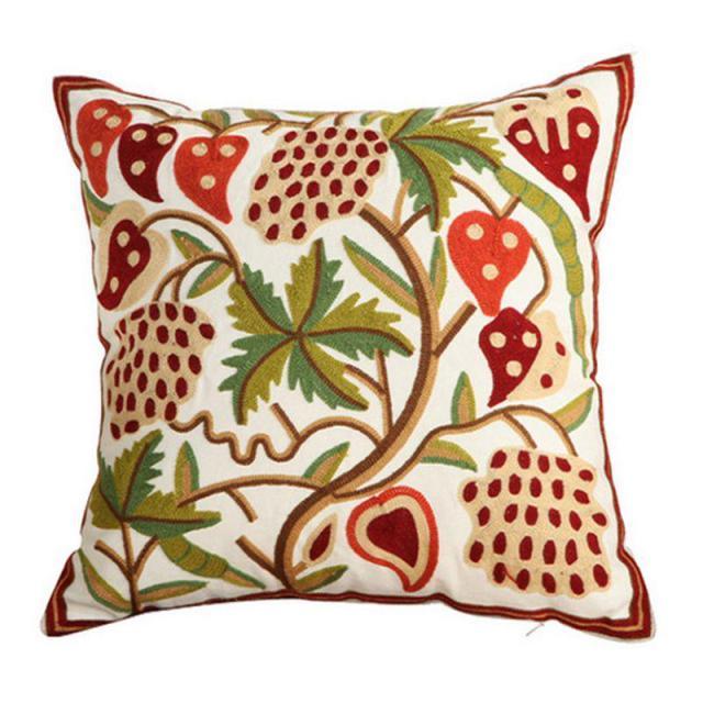 100% Cotton Embroidery Flower Pattern Pillow Cover Home Decoration Sofa Cushion Cover Housewarming Gift Pillow Case Decorative Embroidered Pillow Cover Handmade Cotton Cover For Throw Pillows Beautiful Modern Floral Patterns 45x45cm