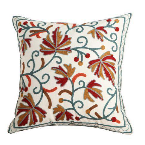 100% Cotton Embroidery Flower Pattern Pillow Cover Home Decoration Sofa Cushion Cover Housewarming Gift Pillow Case Decorative Embroidered Pillow Cover Handmade Cotton Cover For Throw Pillows Beautiful Modern Floral Patterns 45x45cm