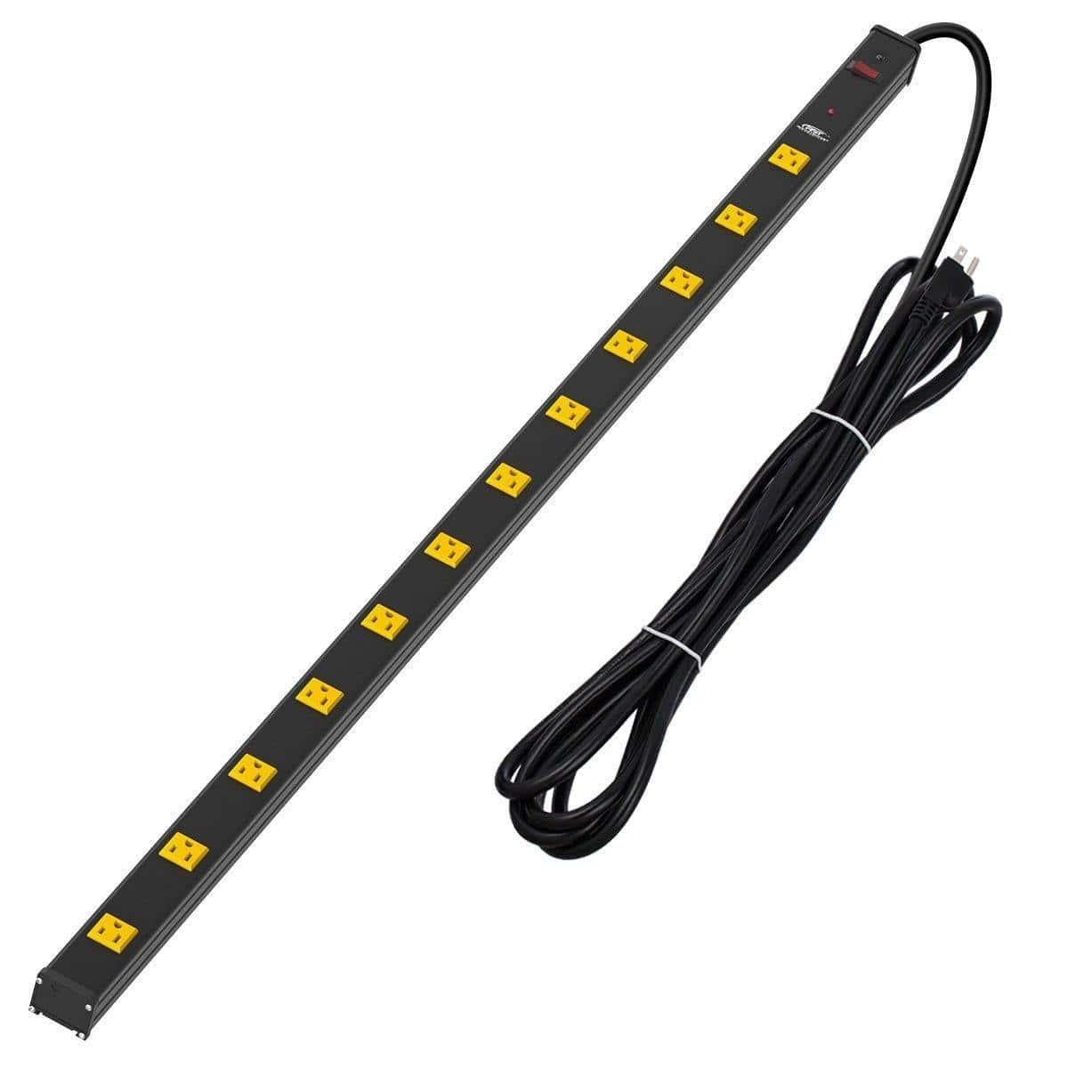 CRST 4.2" Wide Spaced 12 Outlets Mountable Metal Power Strip Surge Protector, 15FT Power Cord, Mounting Brackets Included